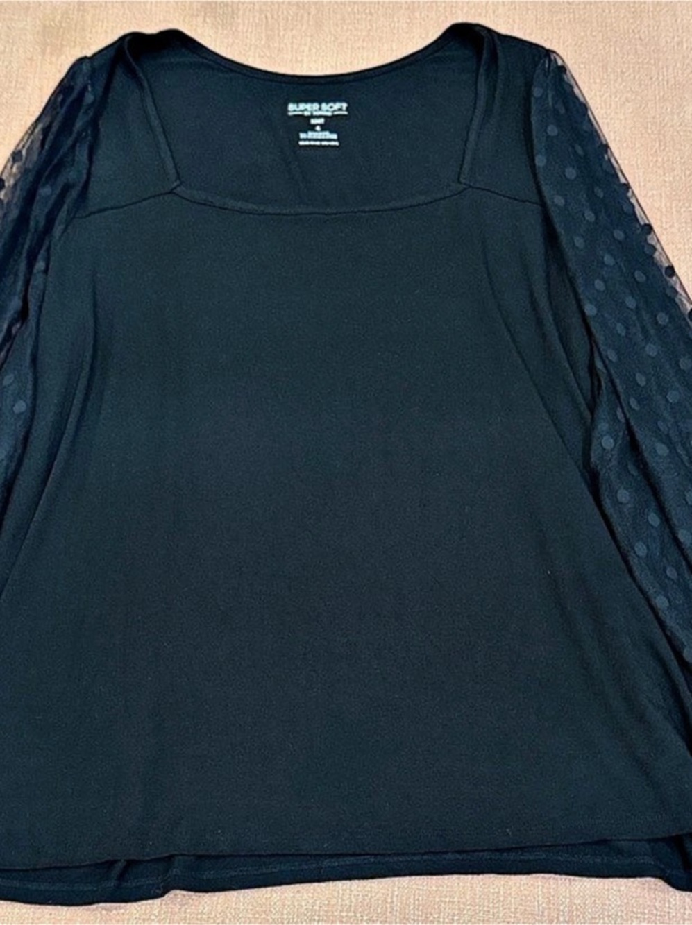 Torrid Super Soft Dot Mesh Sleeve Top Black Size 4